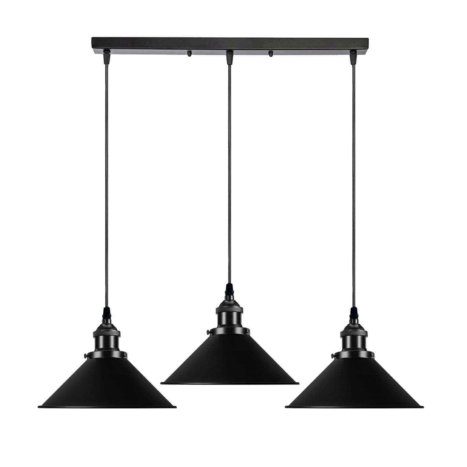 Black Metal Cone Shade Pendant Light Fixture~3393