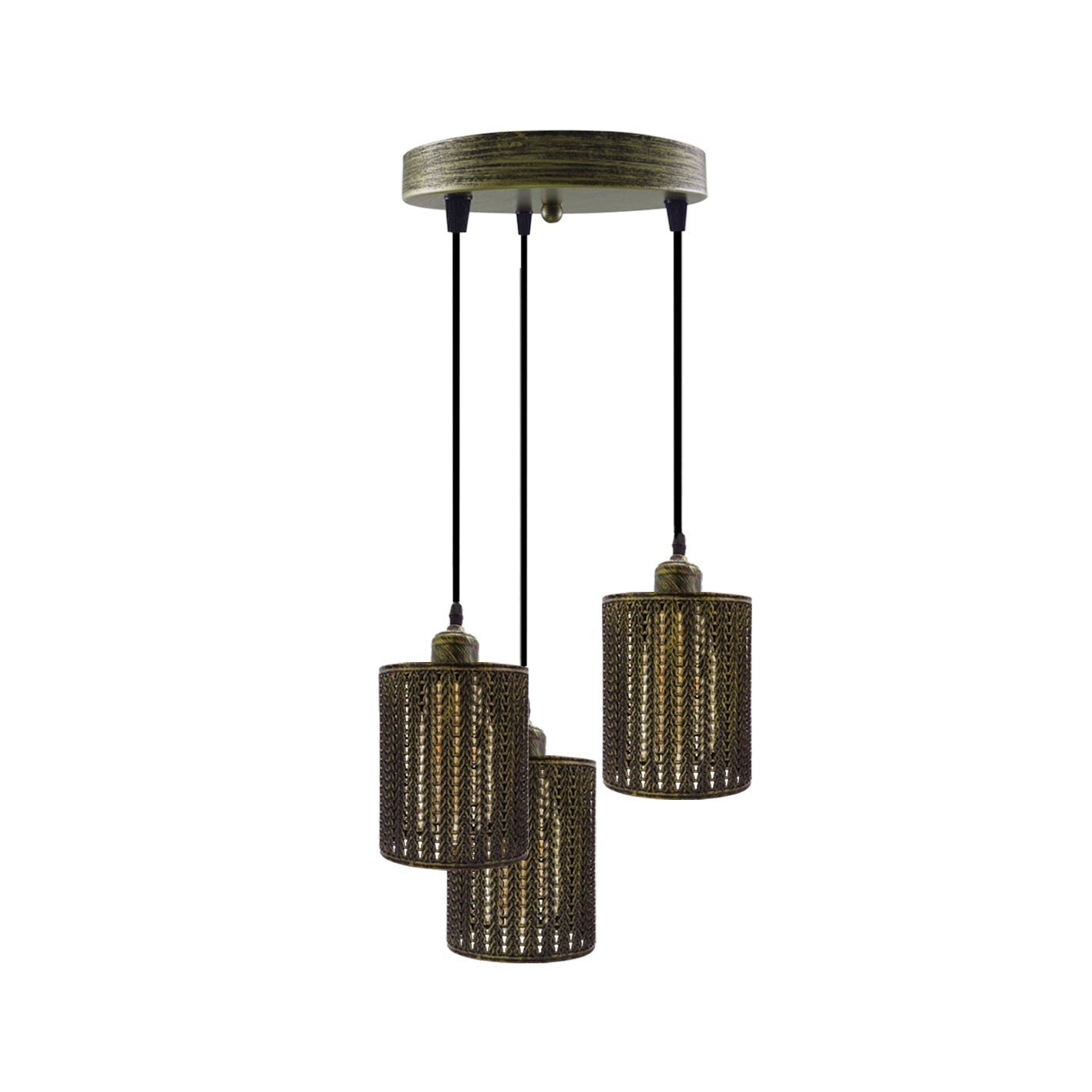 Brass Three Pendant Light Fixture~3987