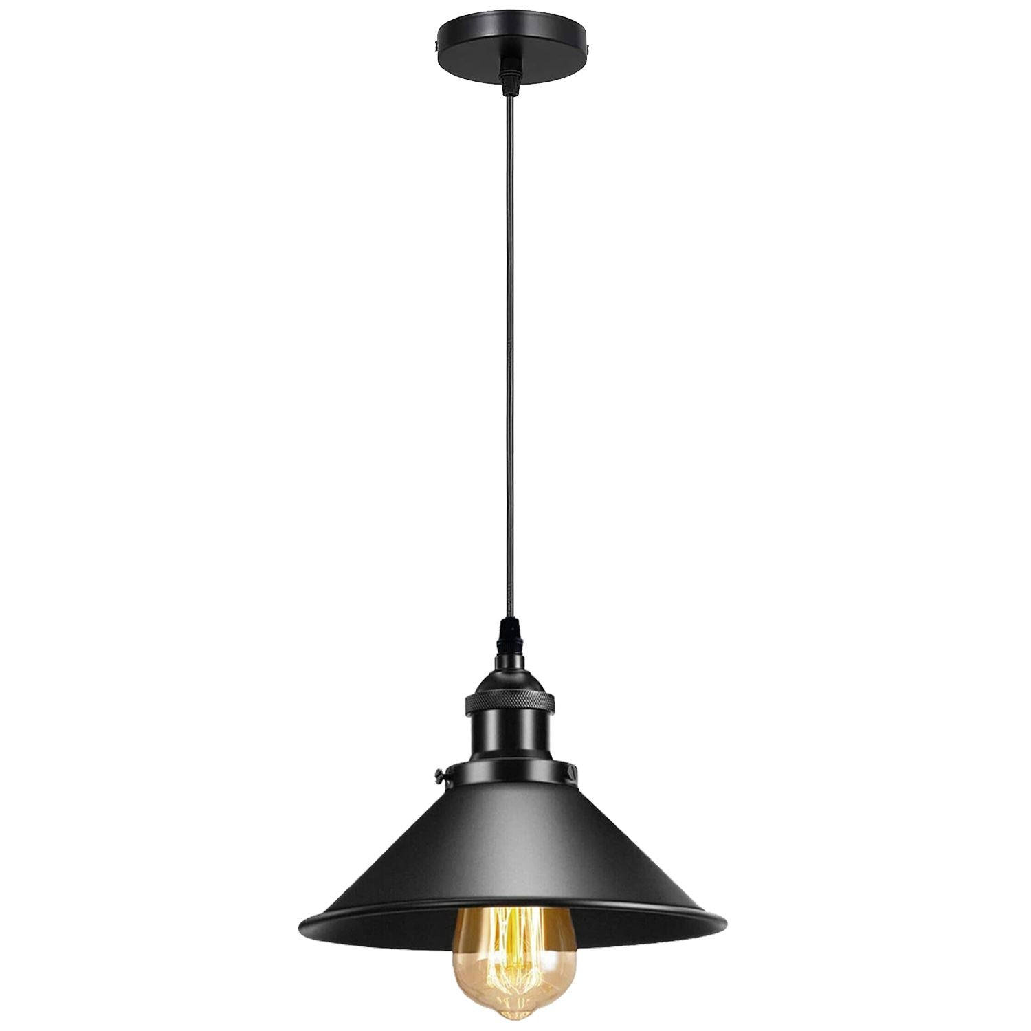 Black Metal Cone Shade Pendant Light Fixture~3393