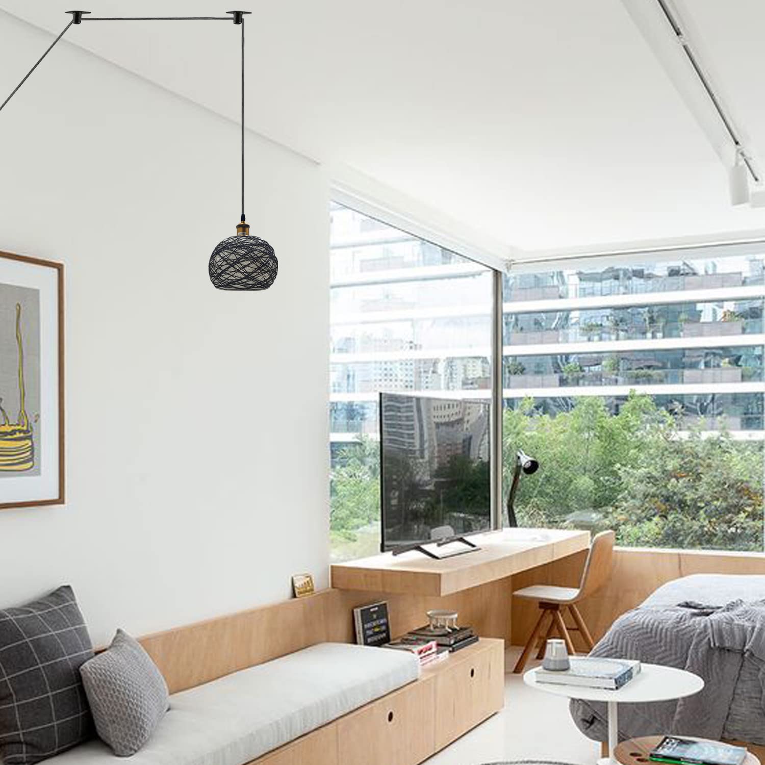 Bamboo Hemp Ceiling Pendant Light Fixture~6440