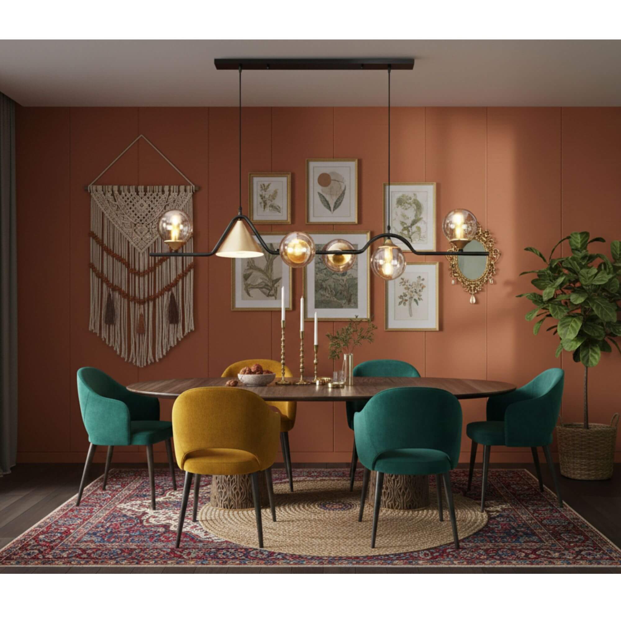 Suspension design à globes en verre et laiton