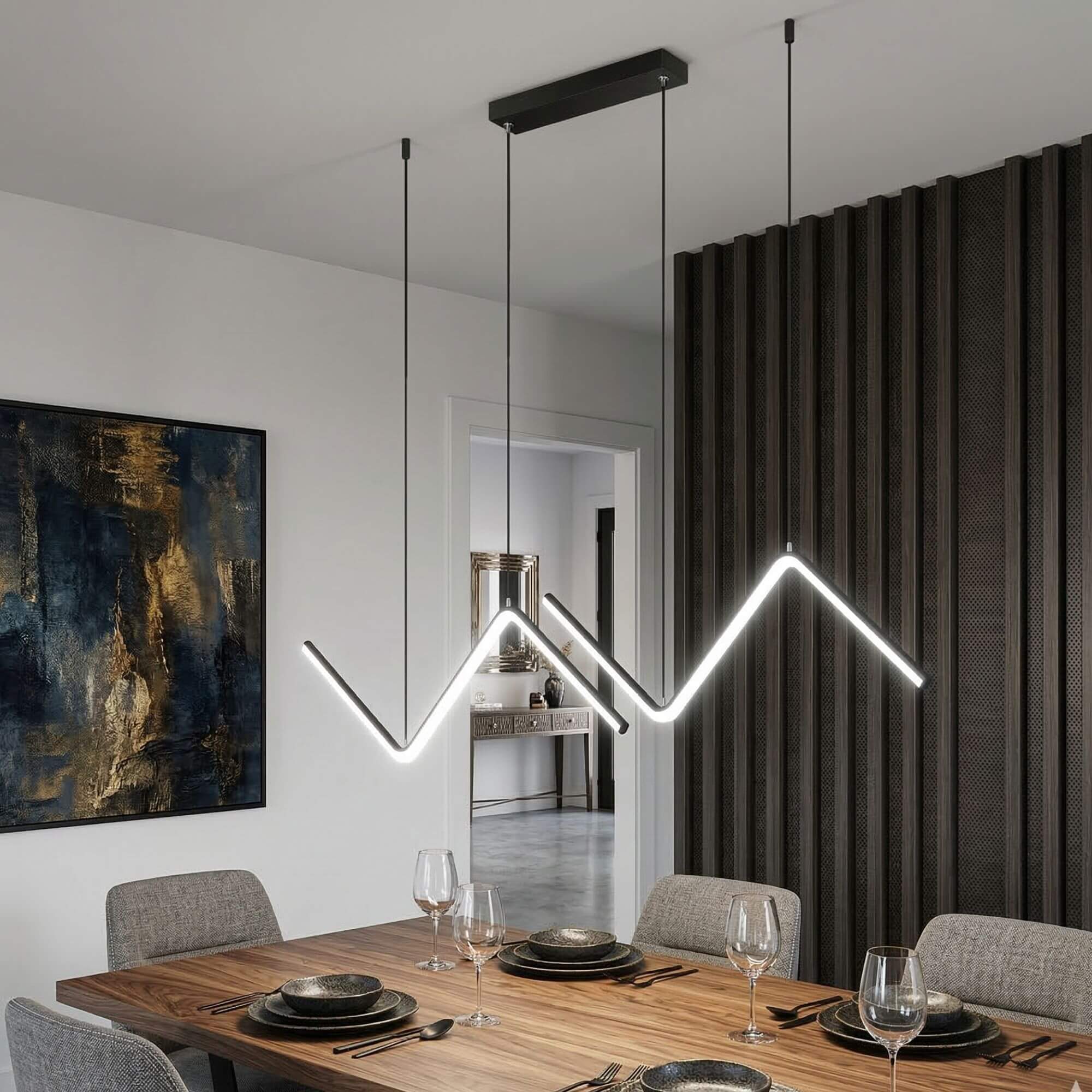 Luminaire Suspendu LED Graphik-V noir lumière blanche