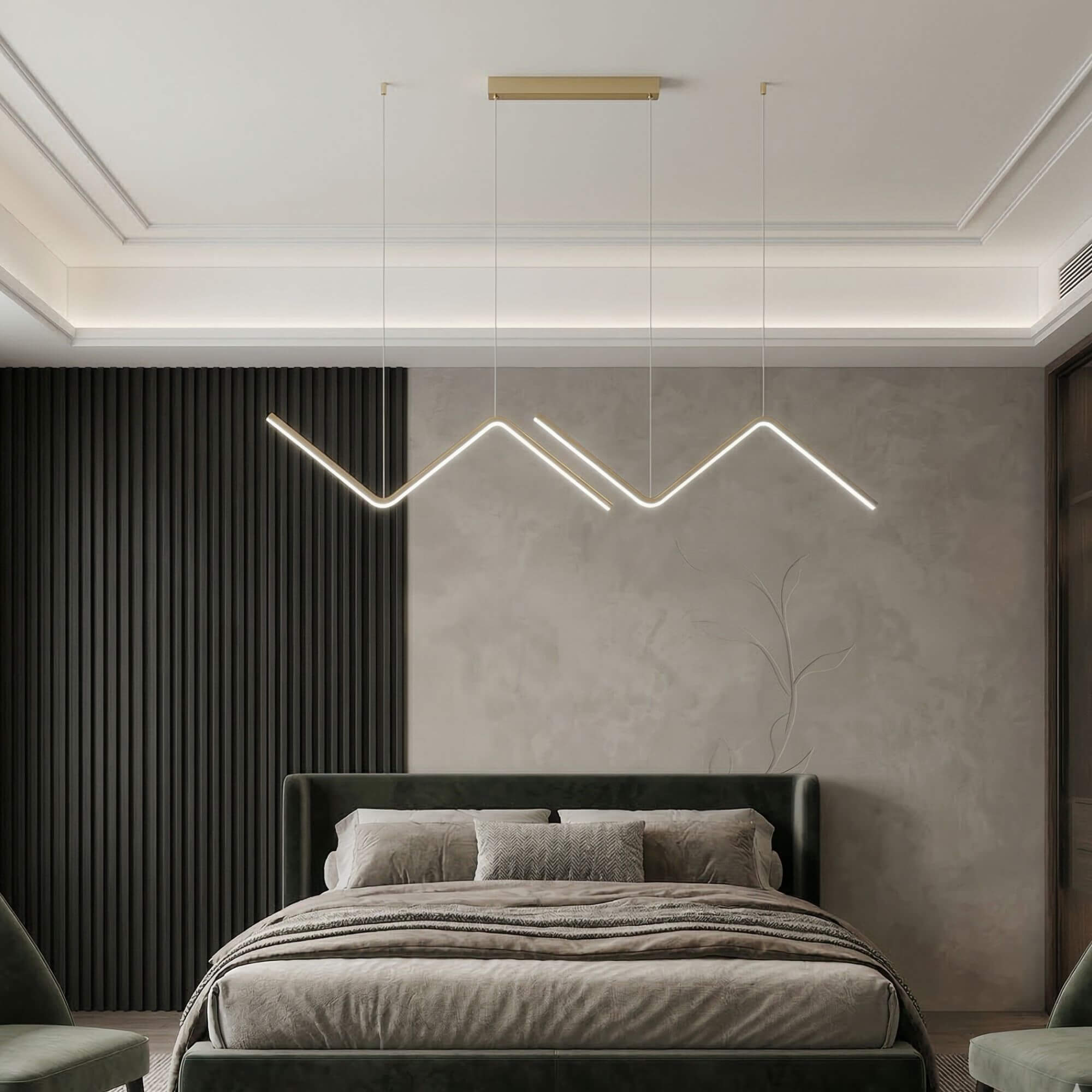 Luminaire Suspendu LED Graphik-V or lumière blanche