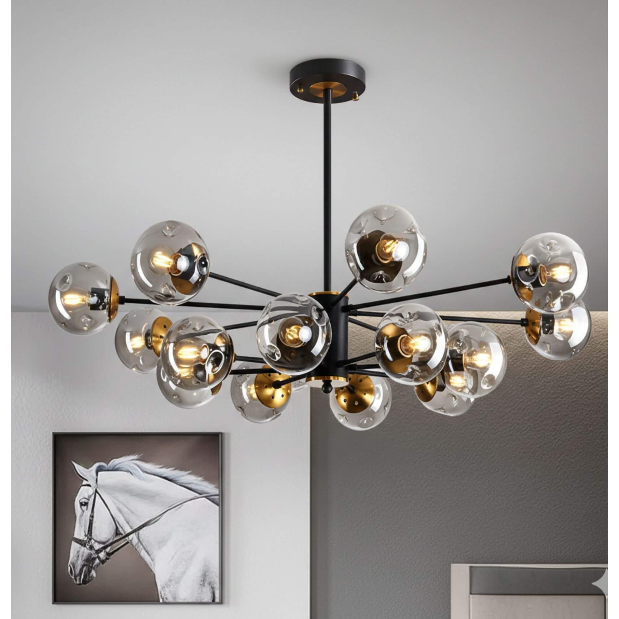 Lustre 16 Boules de Verre