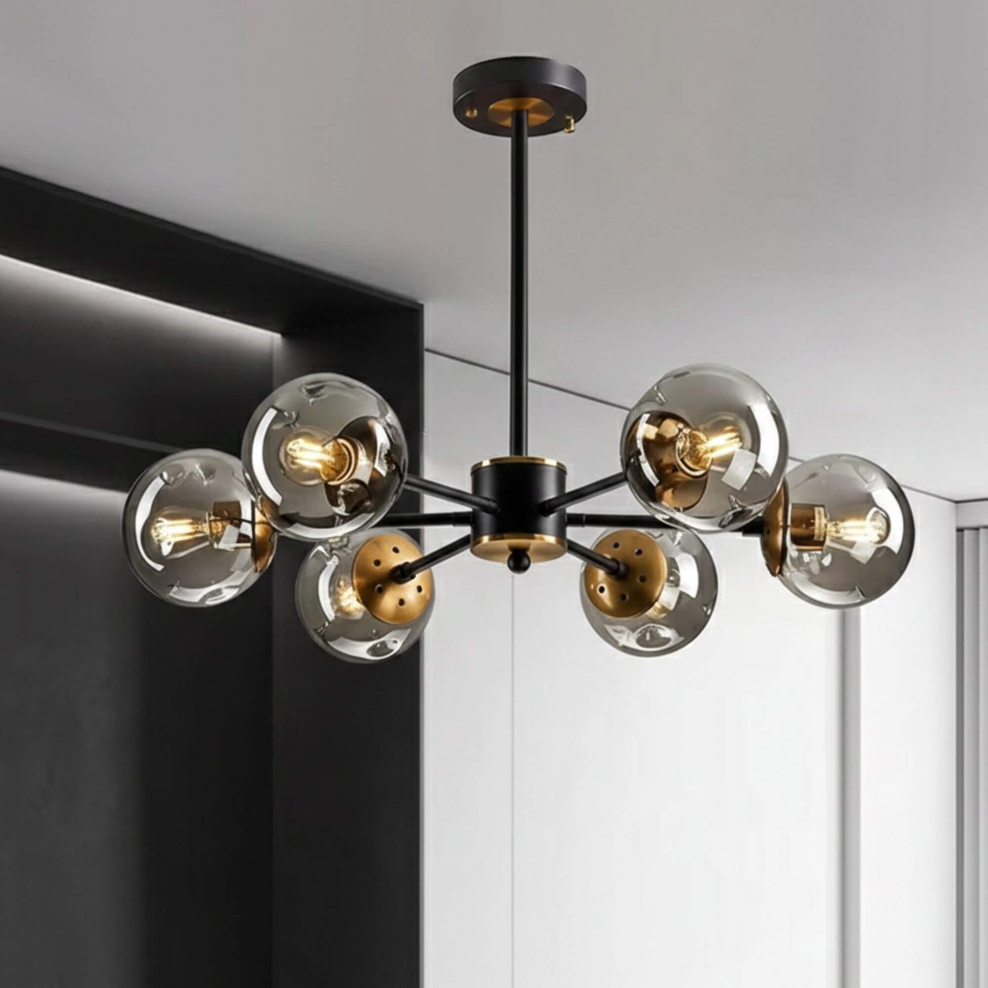 Lustre 6 Boules de Verre