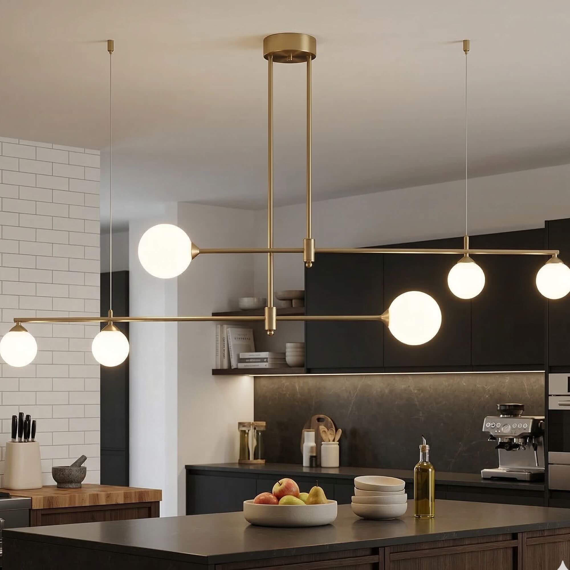 Lustre Constellation Or  comptoir cuisine