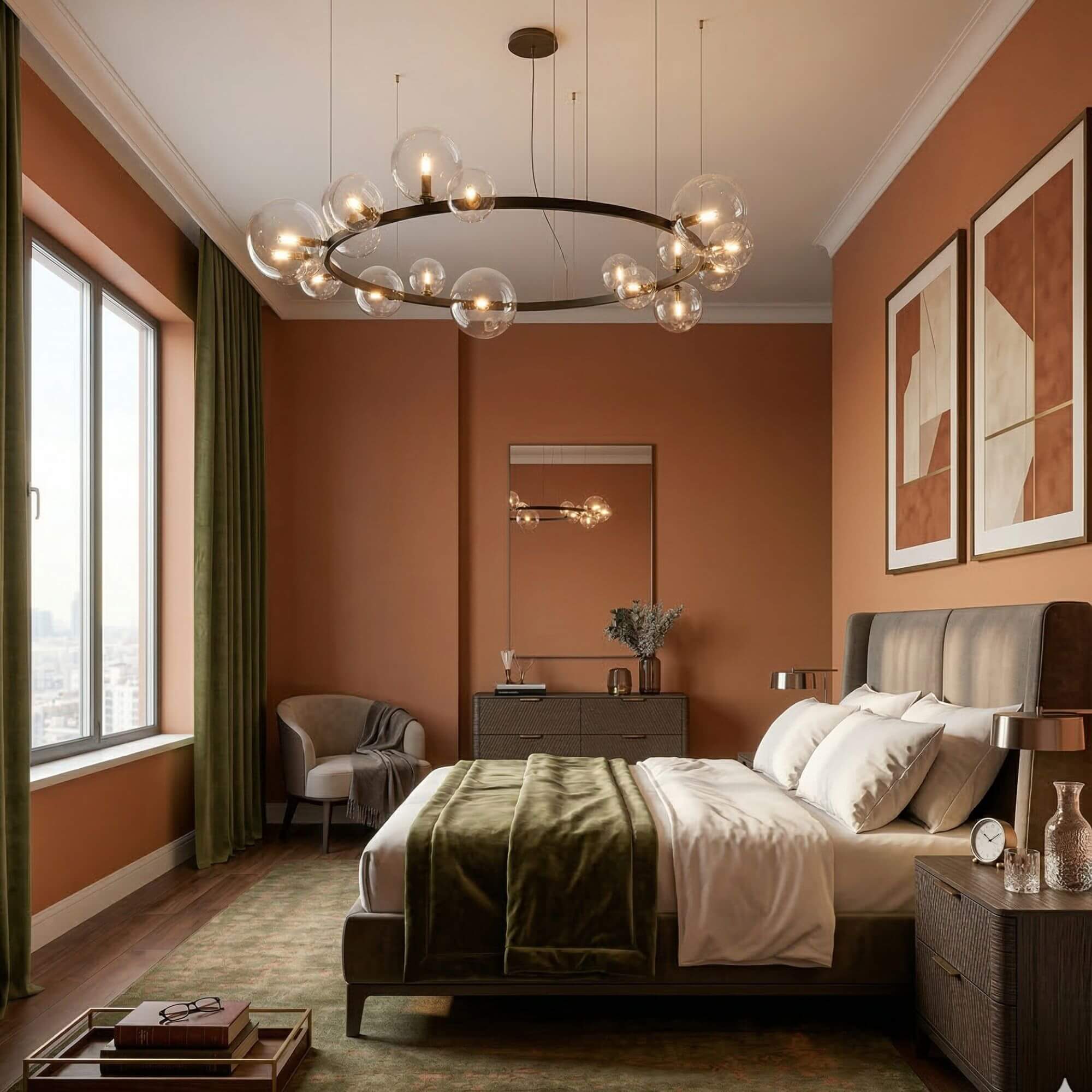 Lustre Couronne Nébuleuse de Verre chambre