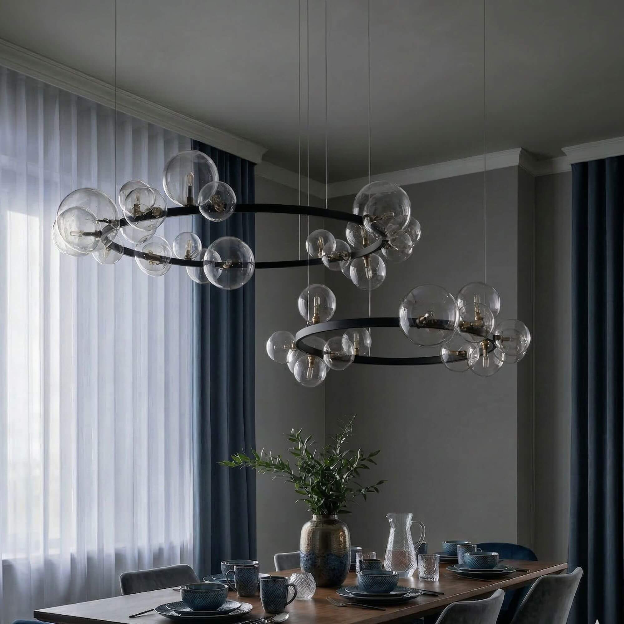 Lustre Couronne Nébuleuse de Verre éteint