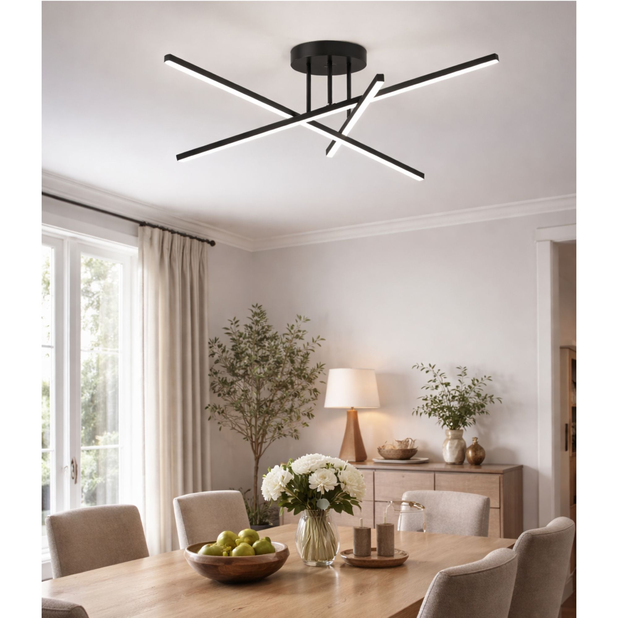 Plafonnier LED Graphique à Barres Croisées salle à manger