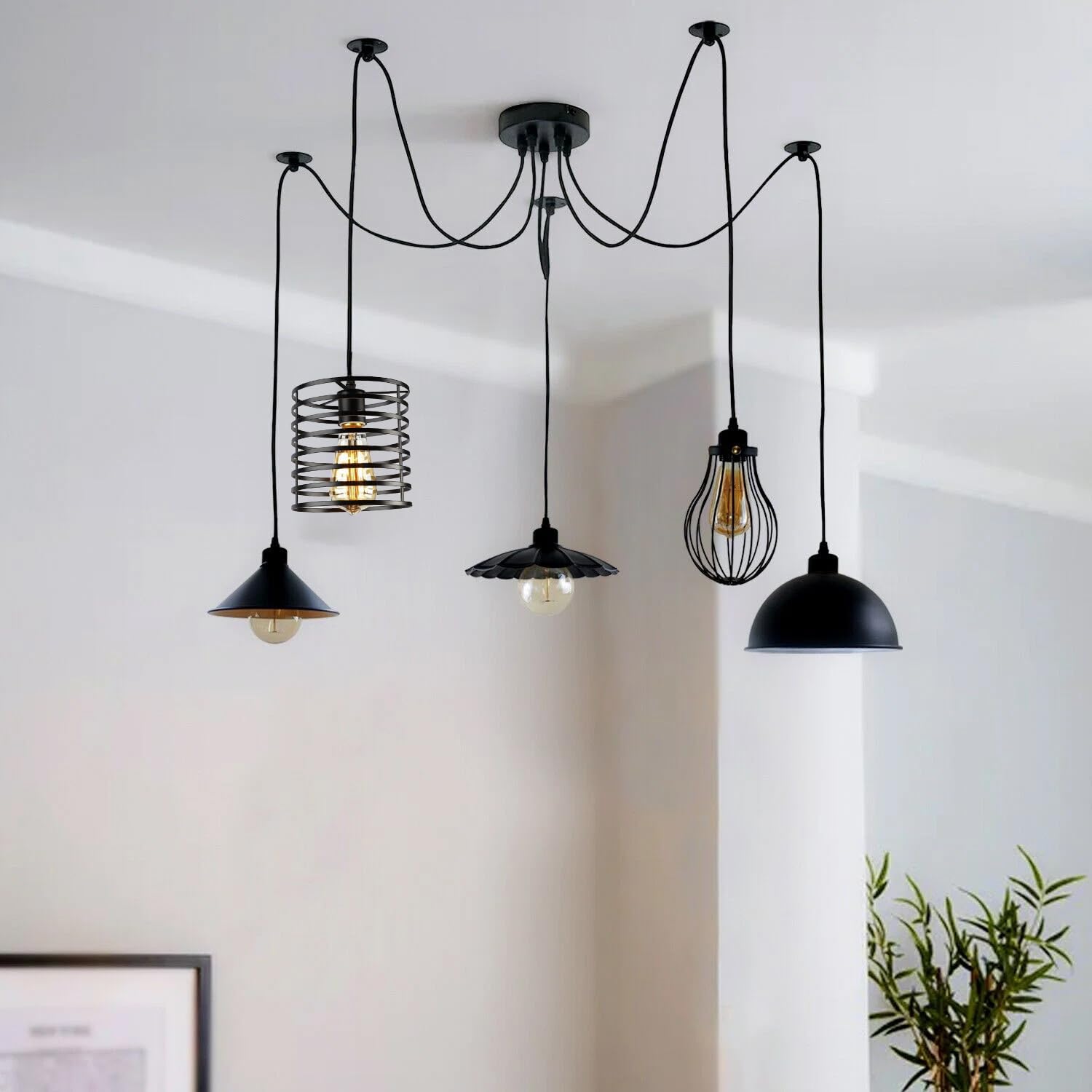 Modern Industrial 5-Light Pendant Ceiling Fixture ~6390
