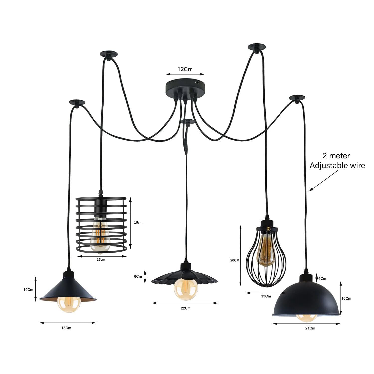 Modern Industrial 5-Light Pendant Ceiling Fixture ~6390