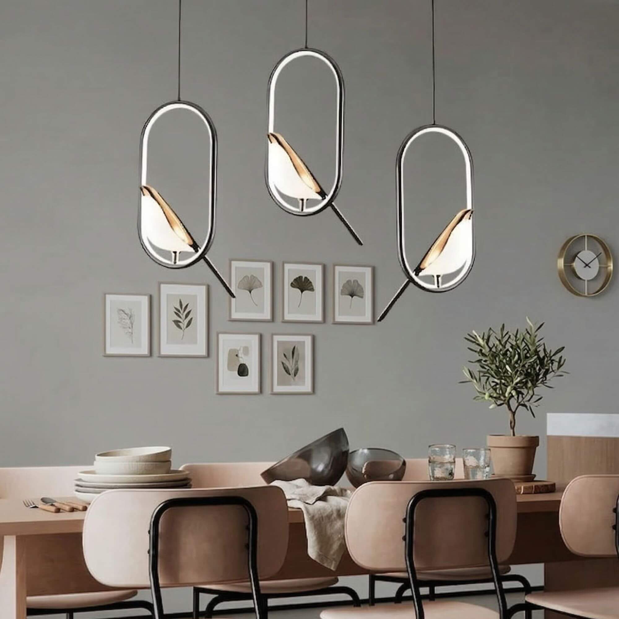 Suspension 3 Oiseau argent