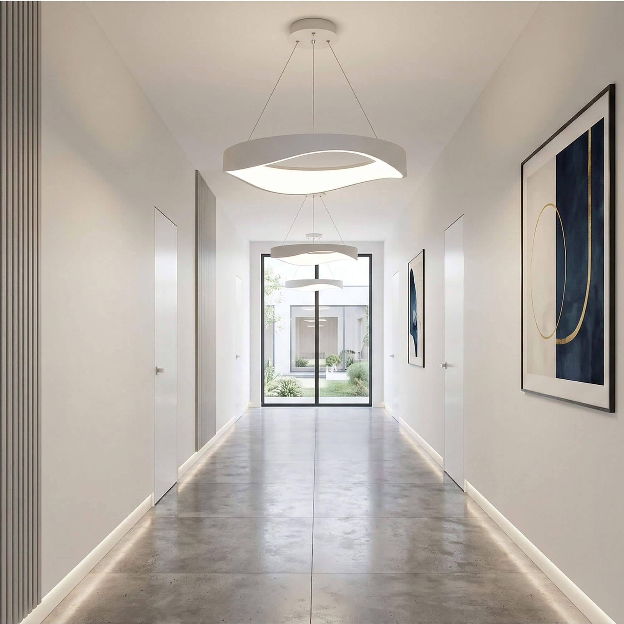 Suspension Anneau  Finition Noyer blanc couloir