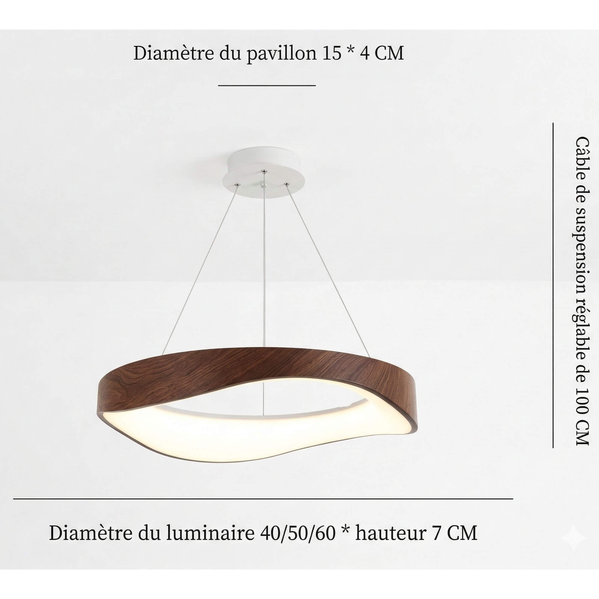 Suspension Anneau  Finition Noyer foncé dimensions
