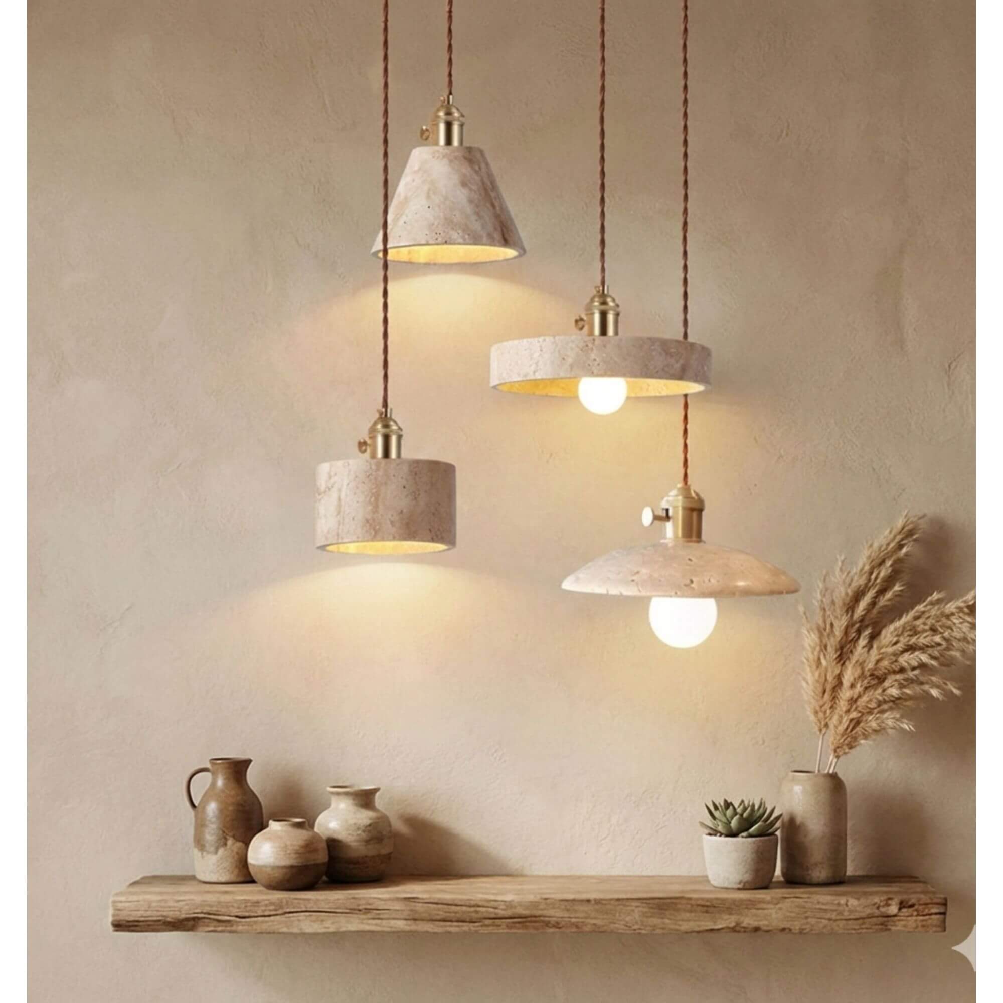 Suspension Luminaire Moderne en Pierre Naturelle