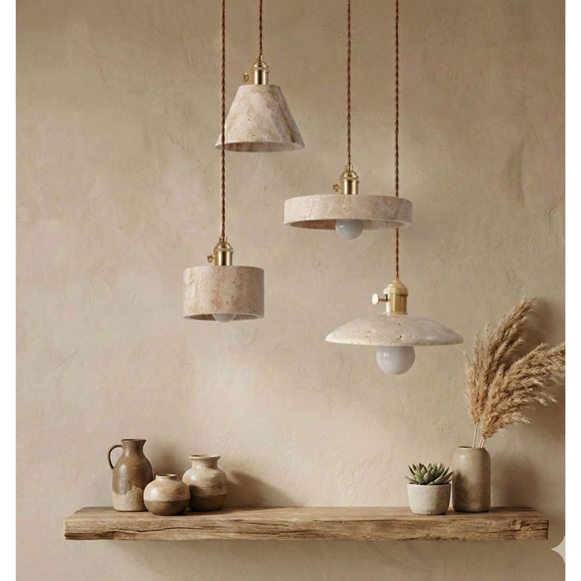 Suspension Luminaire Moderne en Pierre Naturelle éteint