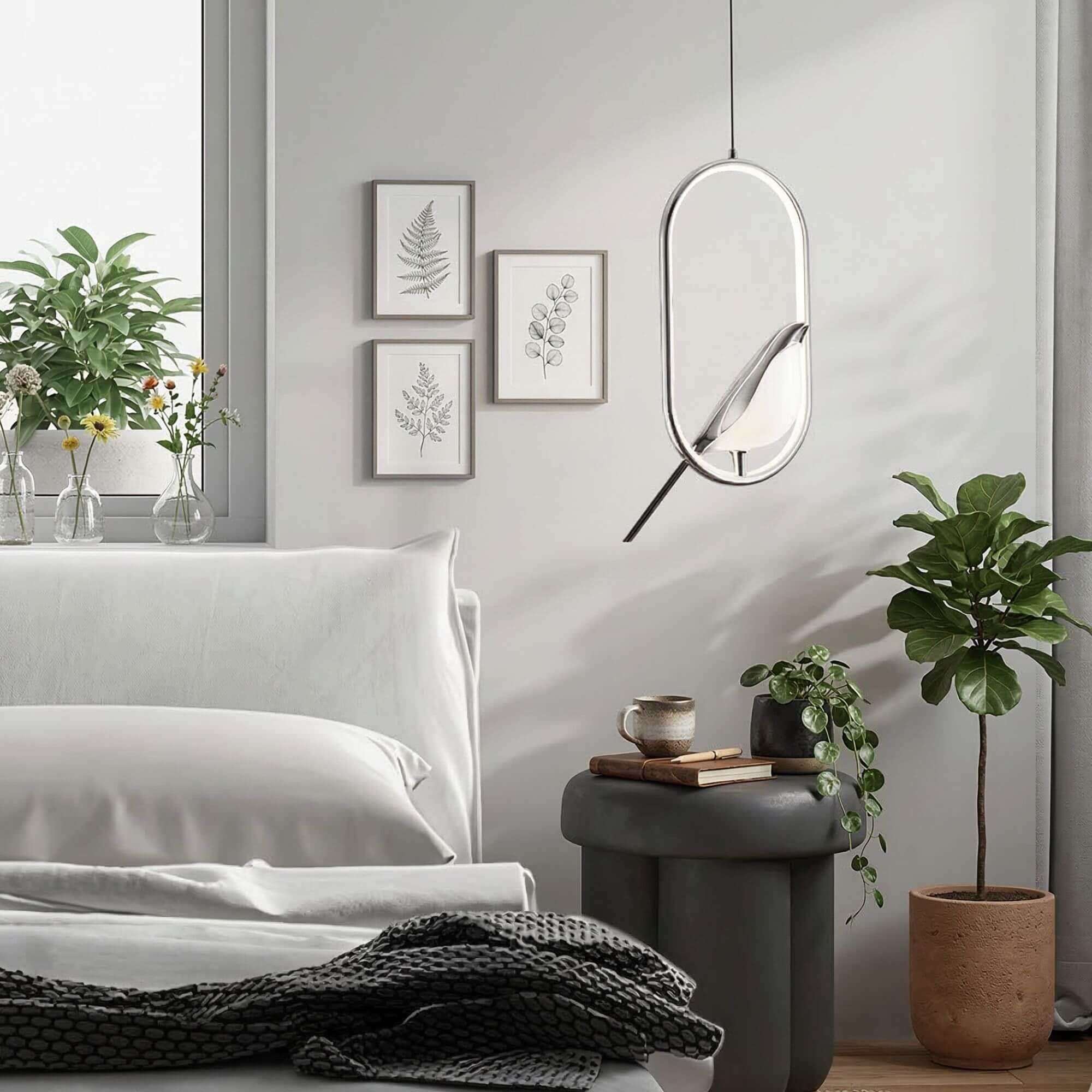 Suspension  Oiseau argent