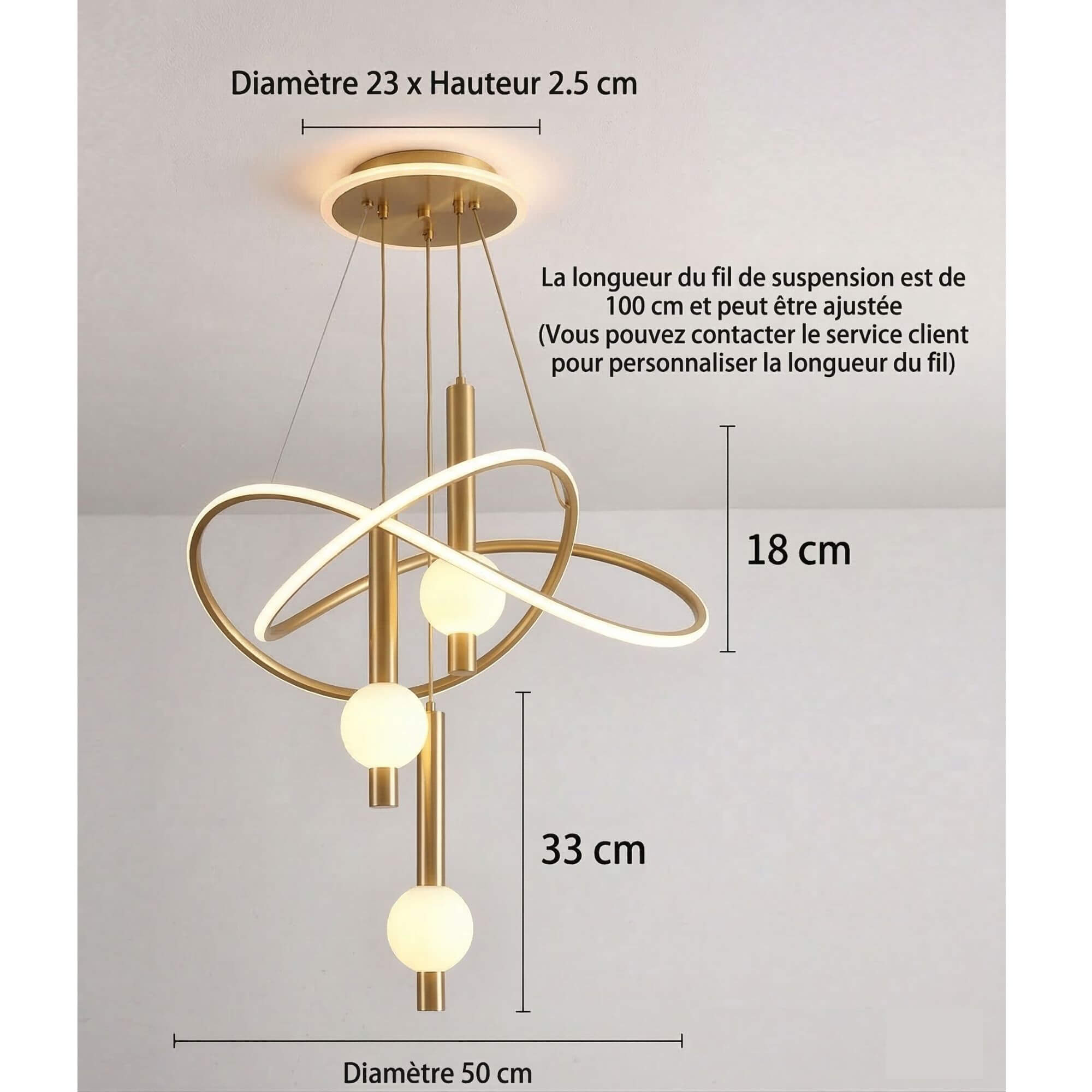 Suspension Perle dimensions or