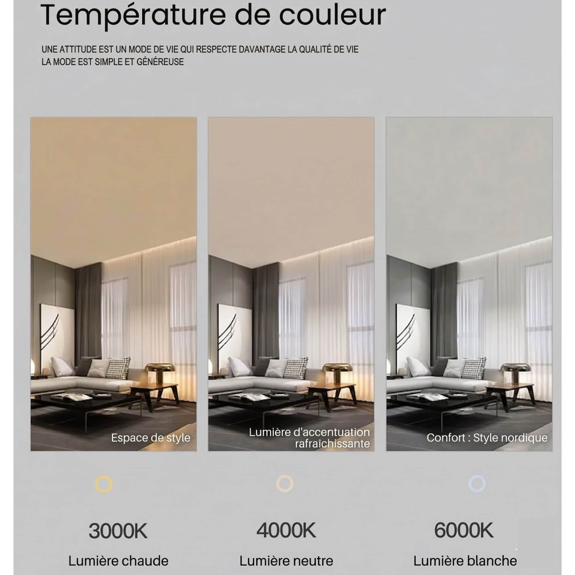 Suspension Triple Arc LED variante lumière