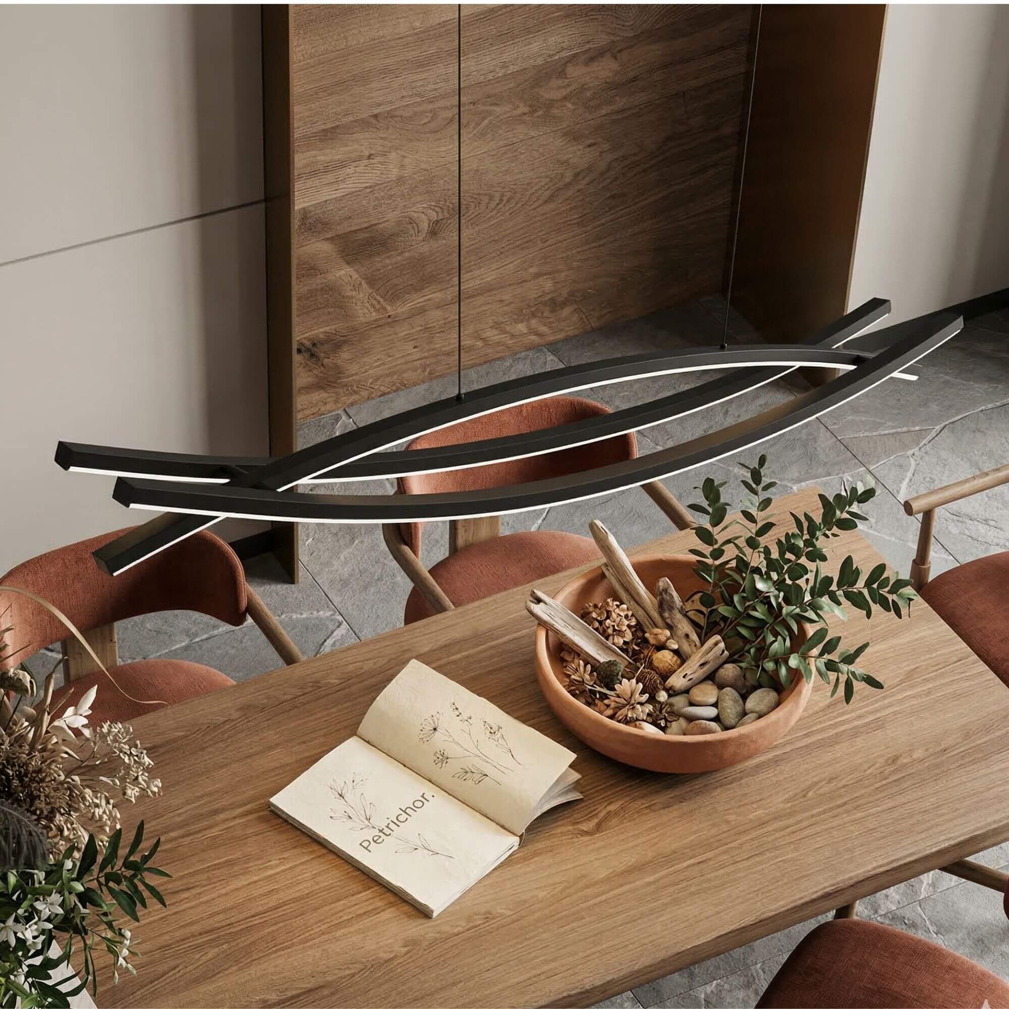 Suspension Triple Arc LED vue du dessus