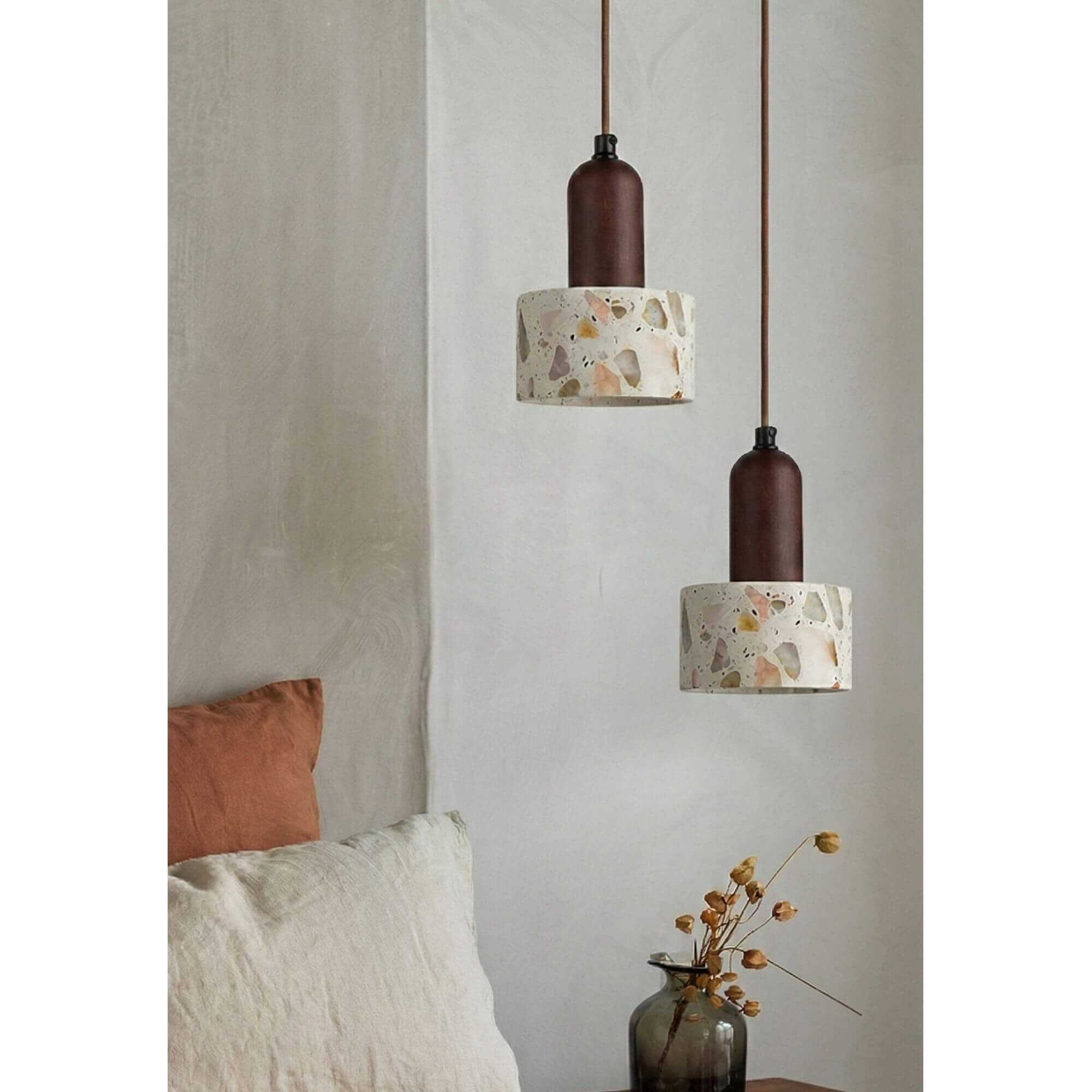 Suspension en Pierre Terrazzo cylindre éteint