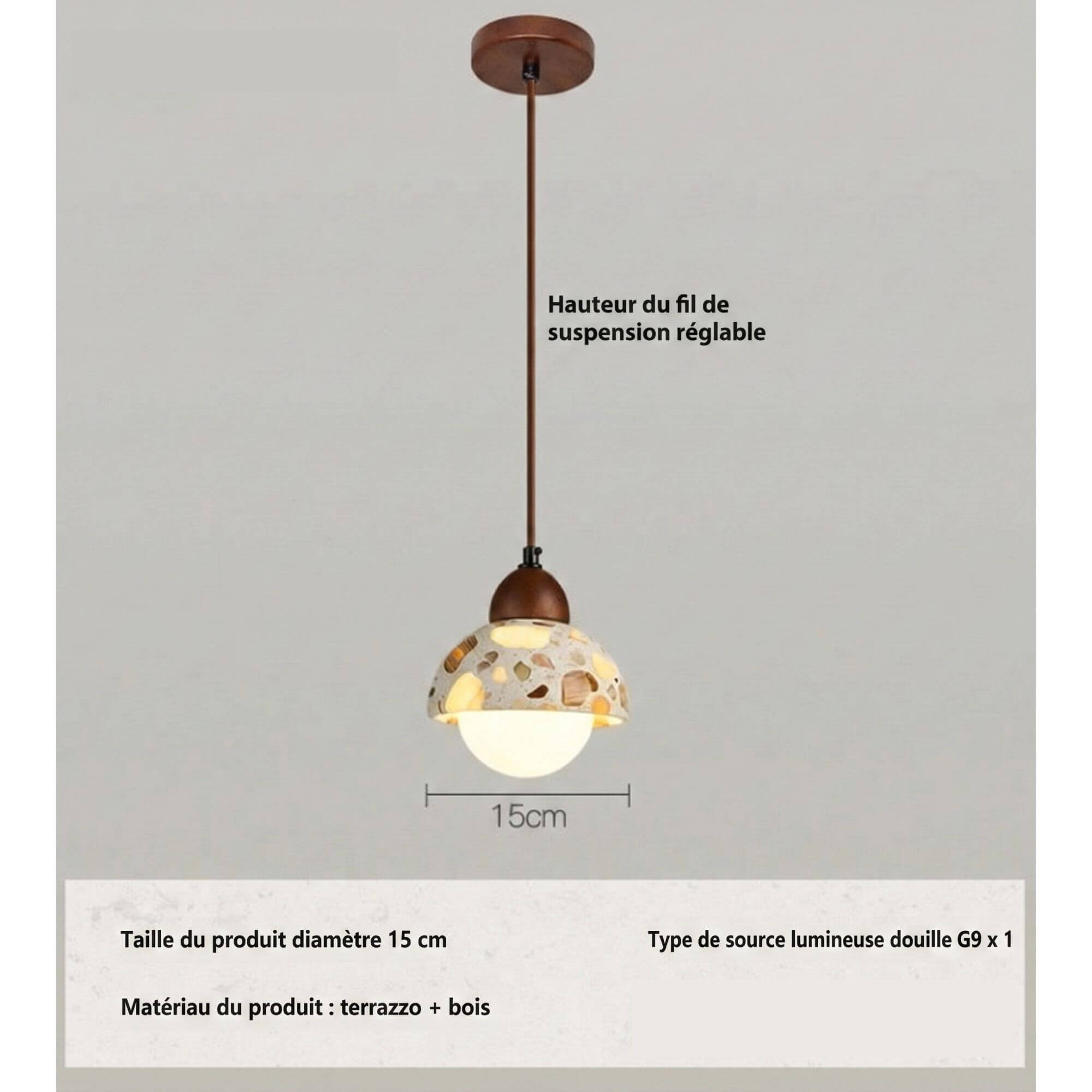 Suspension en Pierre Terrazzo ronde description