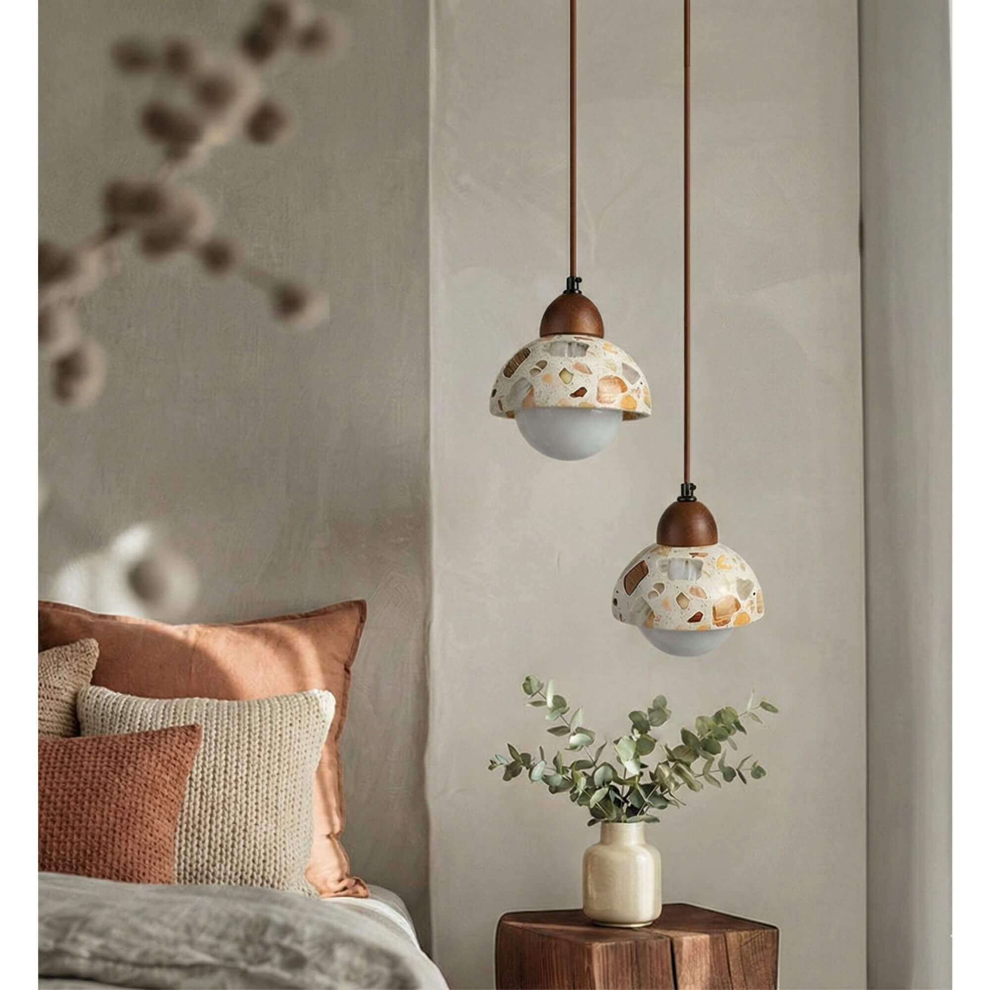 Suspension en Pierre Terrazzo ronde éteint