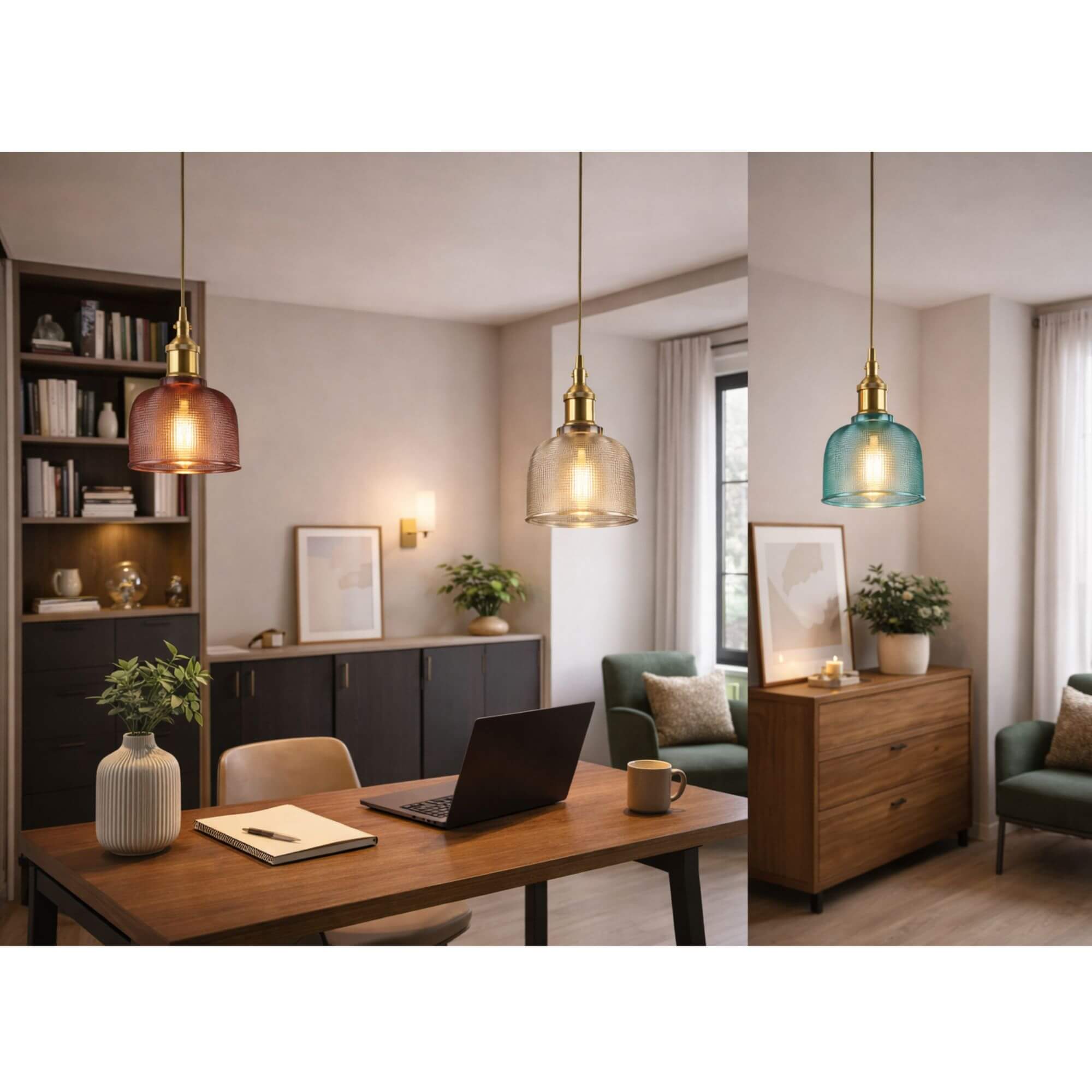 Suspension en Verre Texturé Vintage bureau