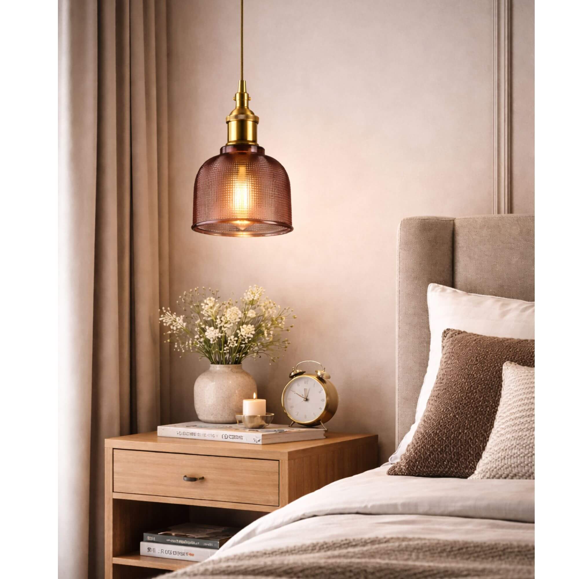 Suspension en Verre Texturé Vintage chambre