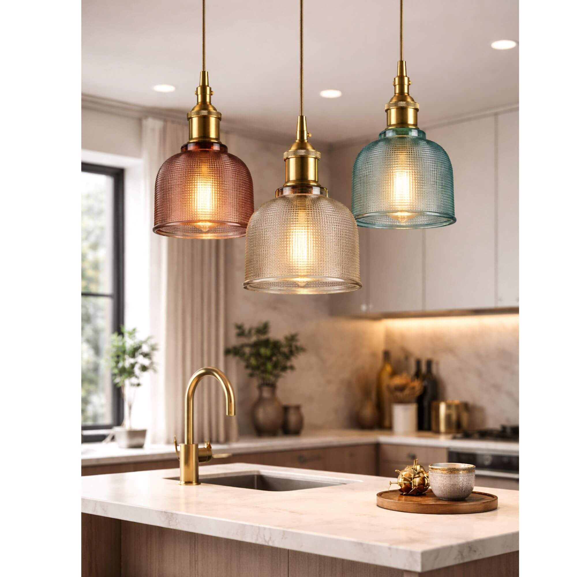 Suspension en Verre Texturé Vintage cuisine