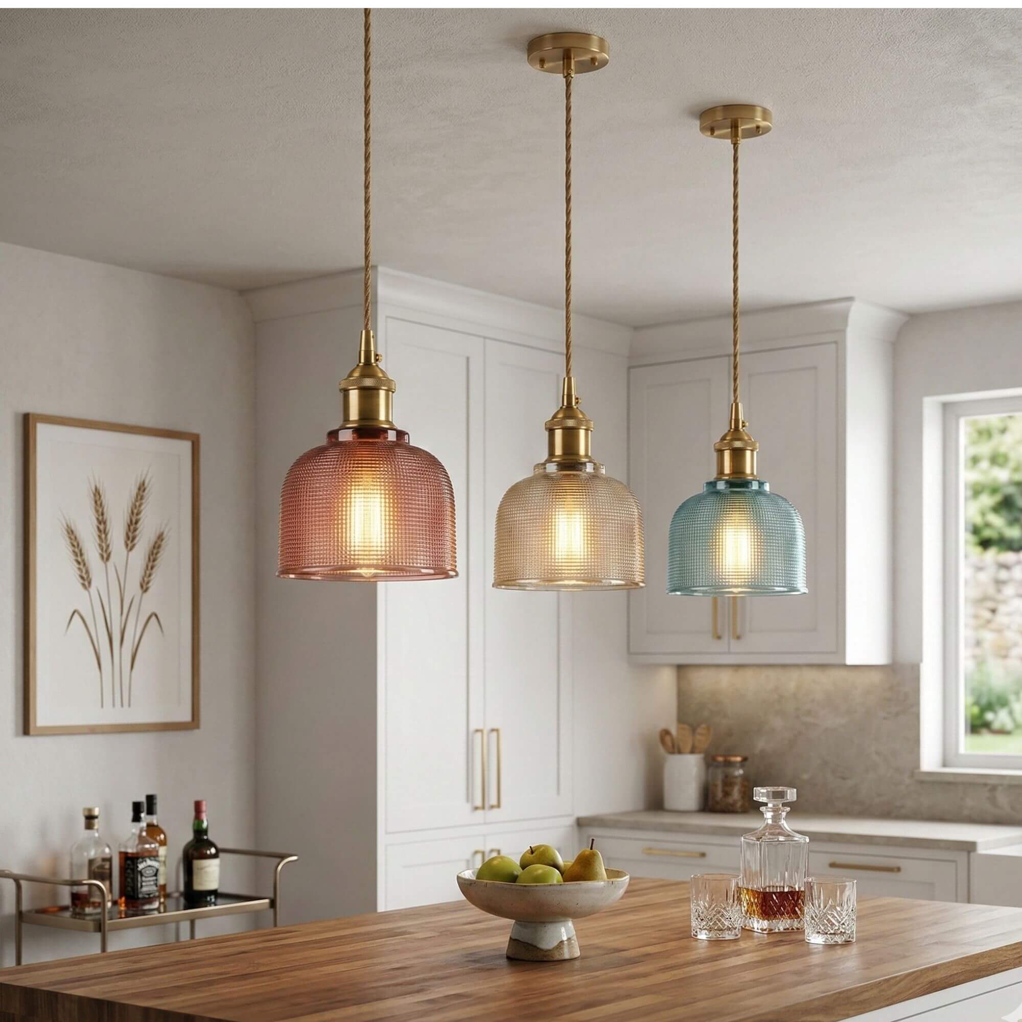 Suspension en Verre Texturé Vintage plan de travail