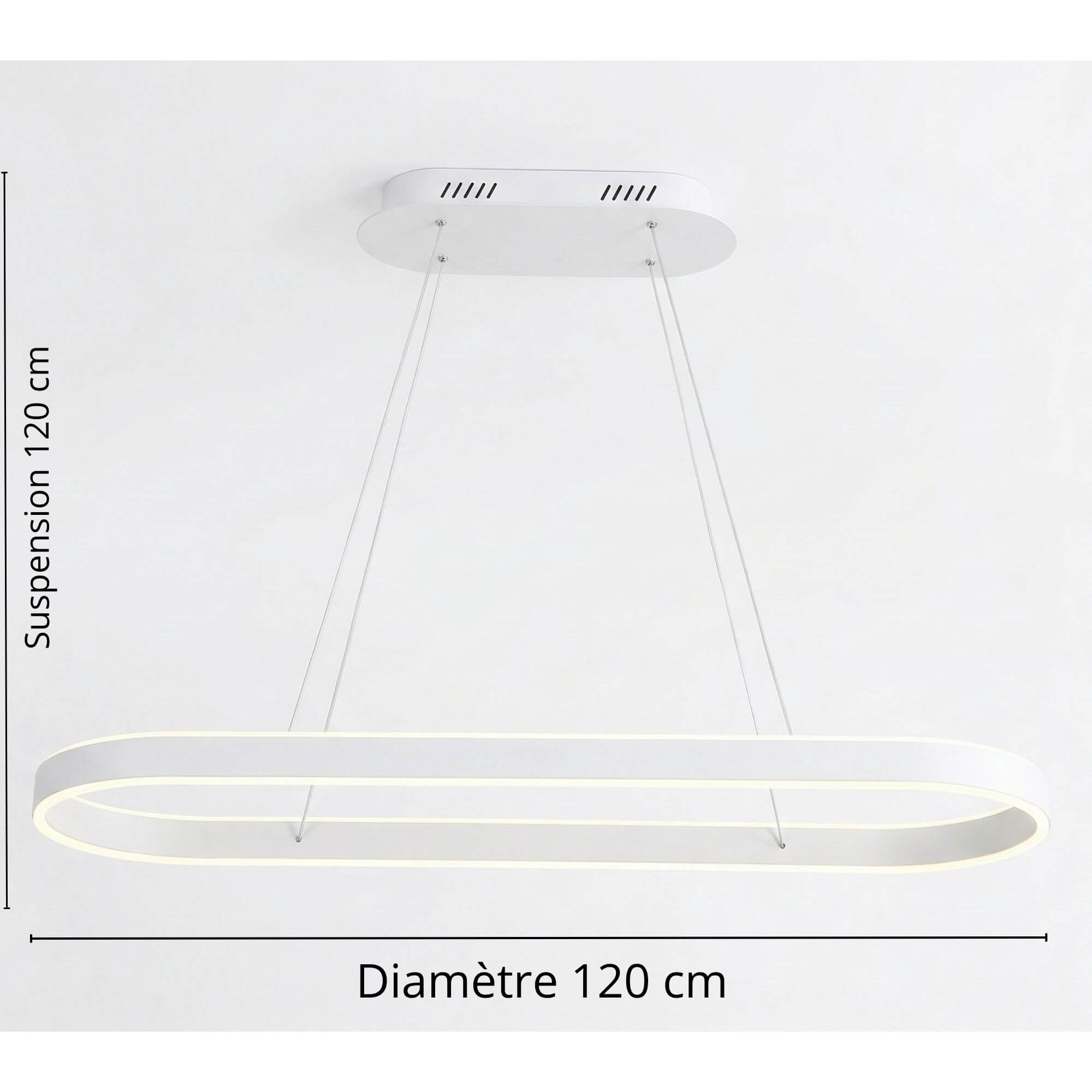 Suspension ovale blanc 120 cm