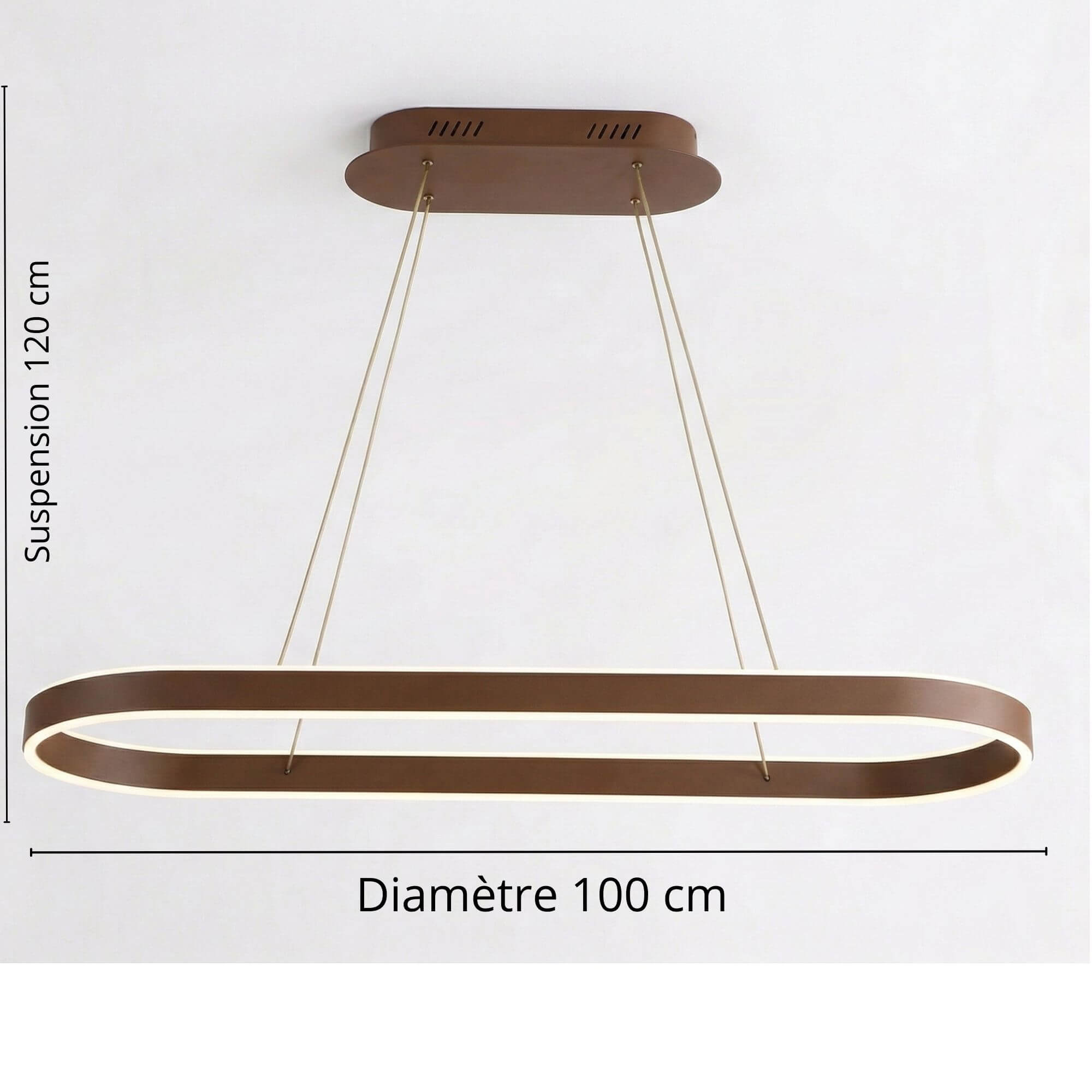 Suspension ovale marron 100 cm