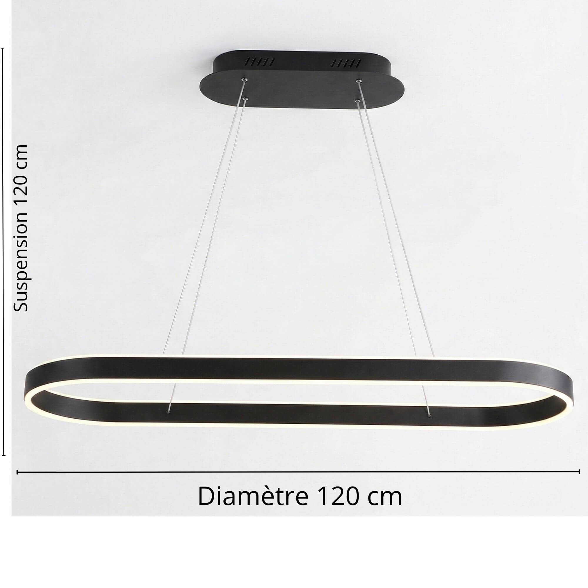 Suspension ovale noir 120 cm