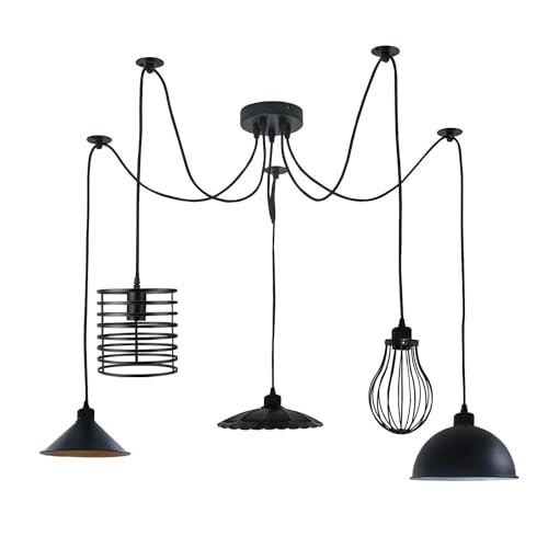 Modern Industrial 5-Light Pendant Ceiling Fixture ~6390