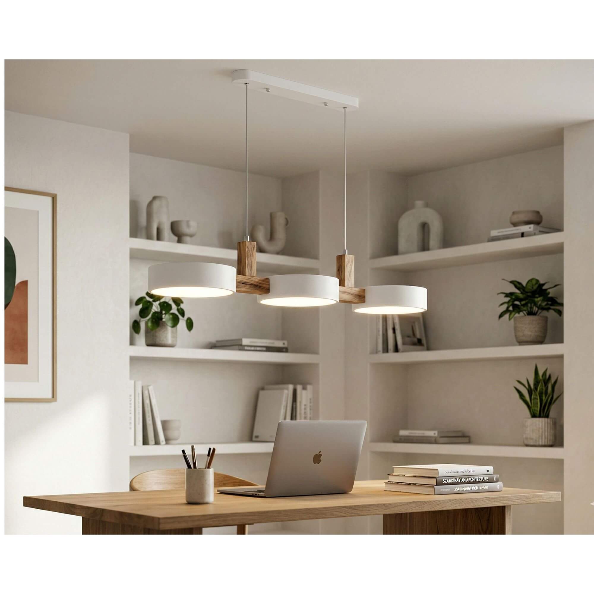 suspension LED scandinave blanc bureau