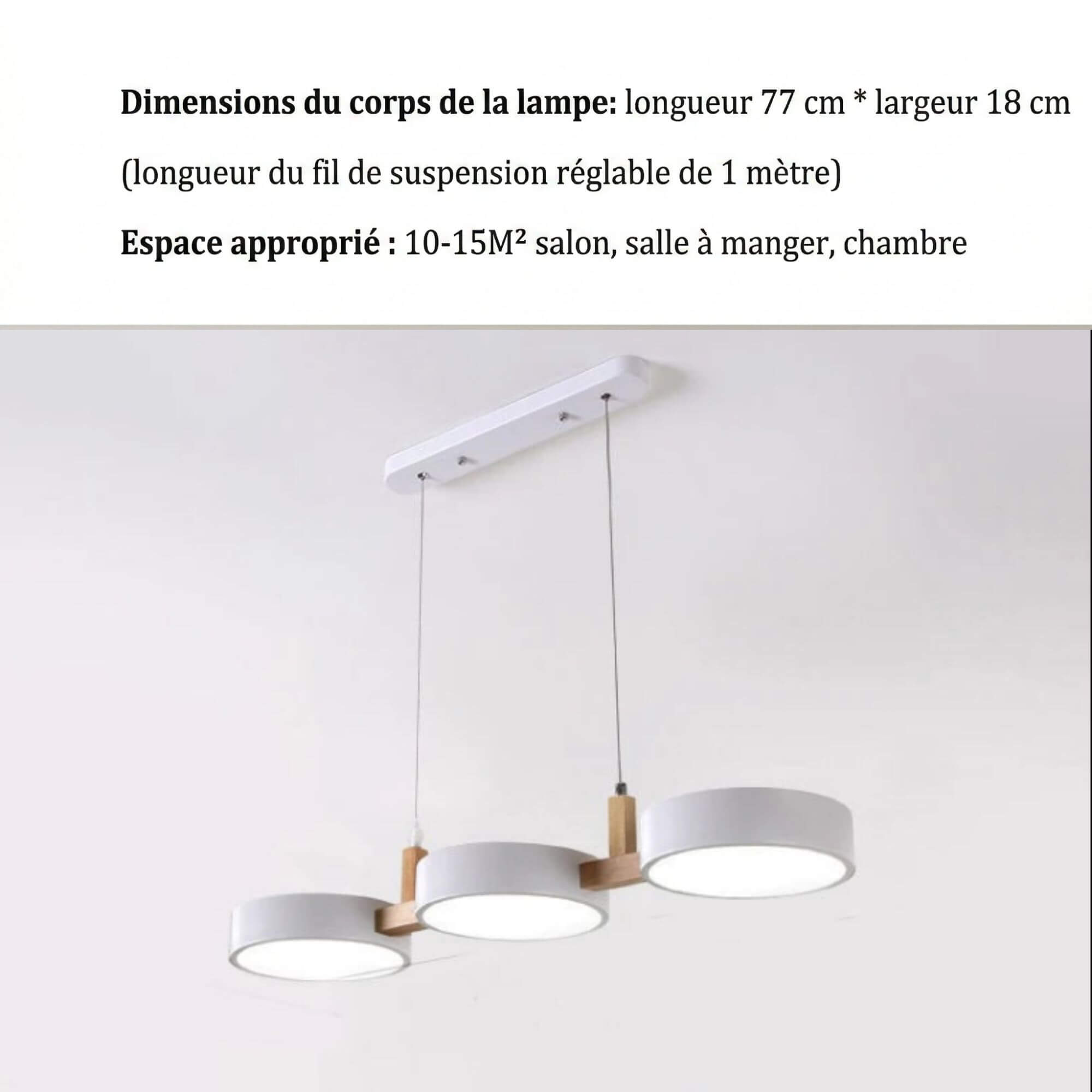 suspension LED scandinave blanc dimension