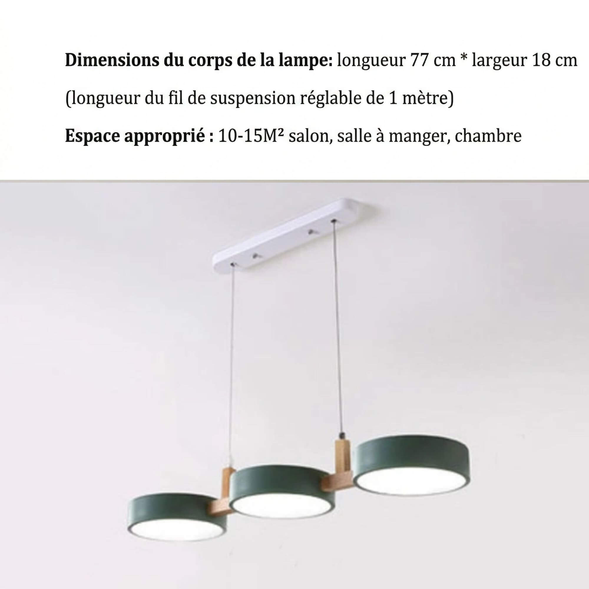 suspension LED scandinave vert dimension